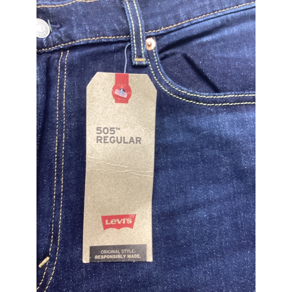 Levis 505 Regular Fit Mens Dark Indigo Blue Straight Leg Jeans 38x32 New NWT - Picture 3 of 6